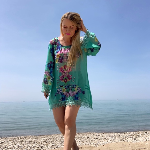 Orchid floral beach coverup MEDIUM - Picture 4 of 11